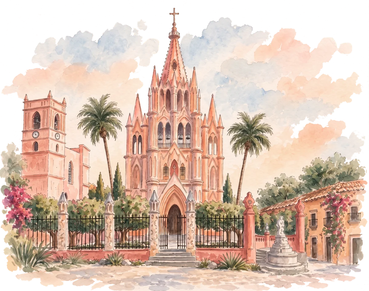Acuarela de la Parroquia de San Miguel Arcángel